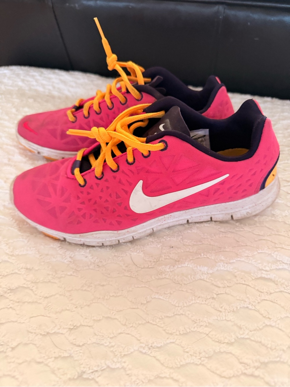 Nike Hot Pink and Yellow Lace-Up Athletic Sneakers